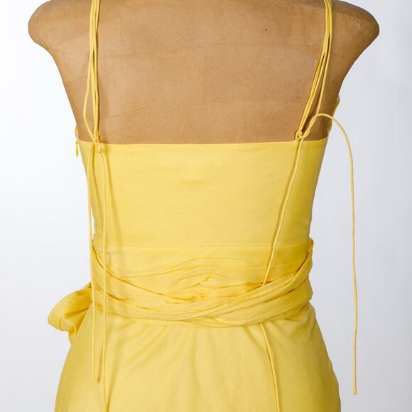 Banana Republic Butter Yellow 100% Cotton Rough Hem Dress Size 0 - Picture 4 of 5